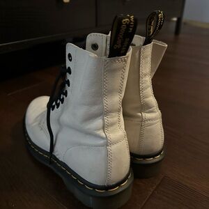 White Dr Martens Combat Boots